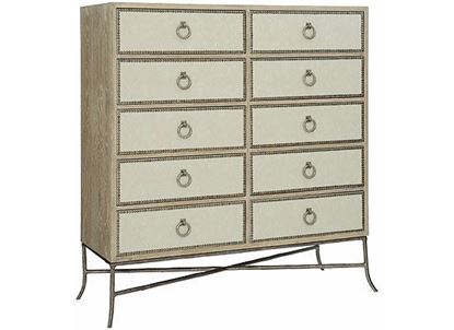 Rustic Patina Tall Chest with Nail Trim  387-119 in a Sand finish by Bernhardt furniture