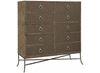 Rustic Patina Tall Chest with Nail Trim  387-119D in a Peppercorn finish by Bernhardt furniture