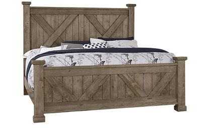 Cool Rustic X Bed (15-172) in a Stone Grey finish