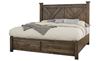 Cool Rustic X Bed (18-170) in a Mink finish with footer storage unit