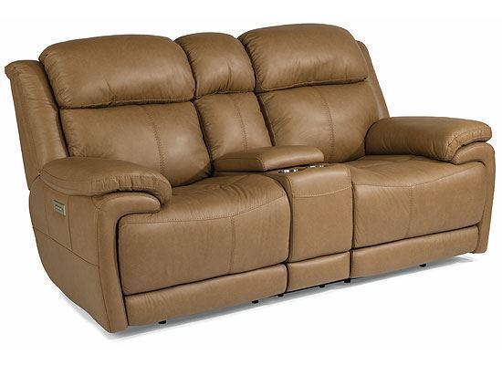 Elijah Power Reclining Leather Loveseat with Console 1465-64PH from Flexsteel furniture