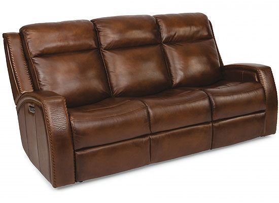 Mustang Reclining Leather Sofa with Power Headrest (1873-62PH) by Flexsteel furniture